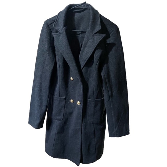 Shein Women's Casual Black Woolen Long Coat size large - Picture 2 of 5